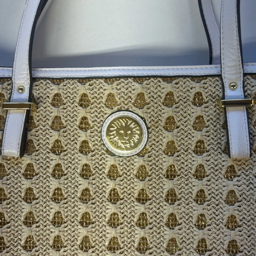 Anne Klein Woven Gold and Cream Tote‎ Bag